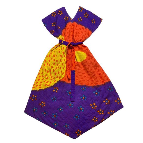 MARIMEKKO Suomi-Finland Vintage 1970's Quilted Maxi Dress - Picture 1 of 10